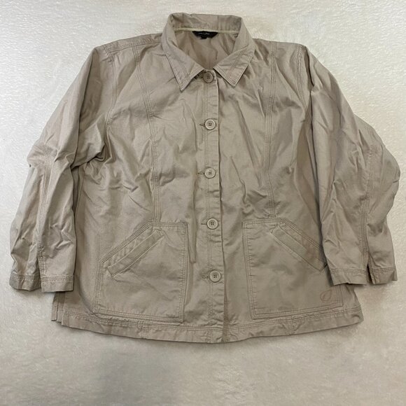 Cotton Ginny Heavy Canvas Beige Button Up Shirt Jacket Women's Size Medium - Picture 1 of 9